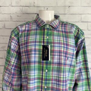Ralph Lauren Polo Shirt Men's 3XLT Tall Button Up Plaid Colorful Easter NWT